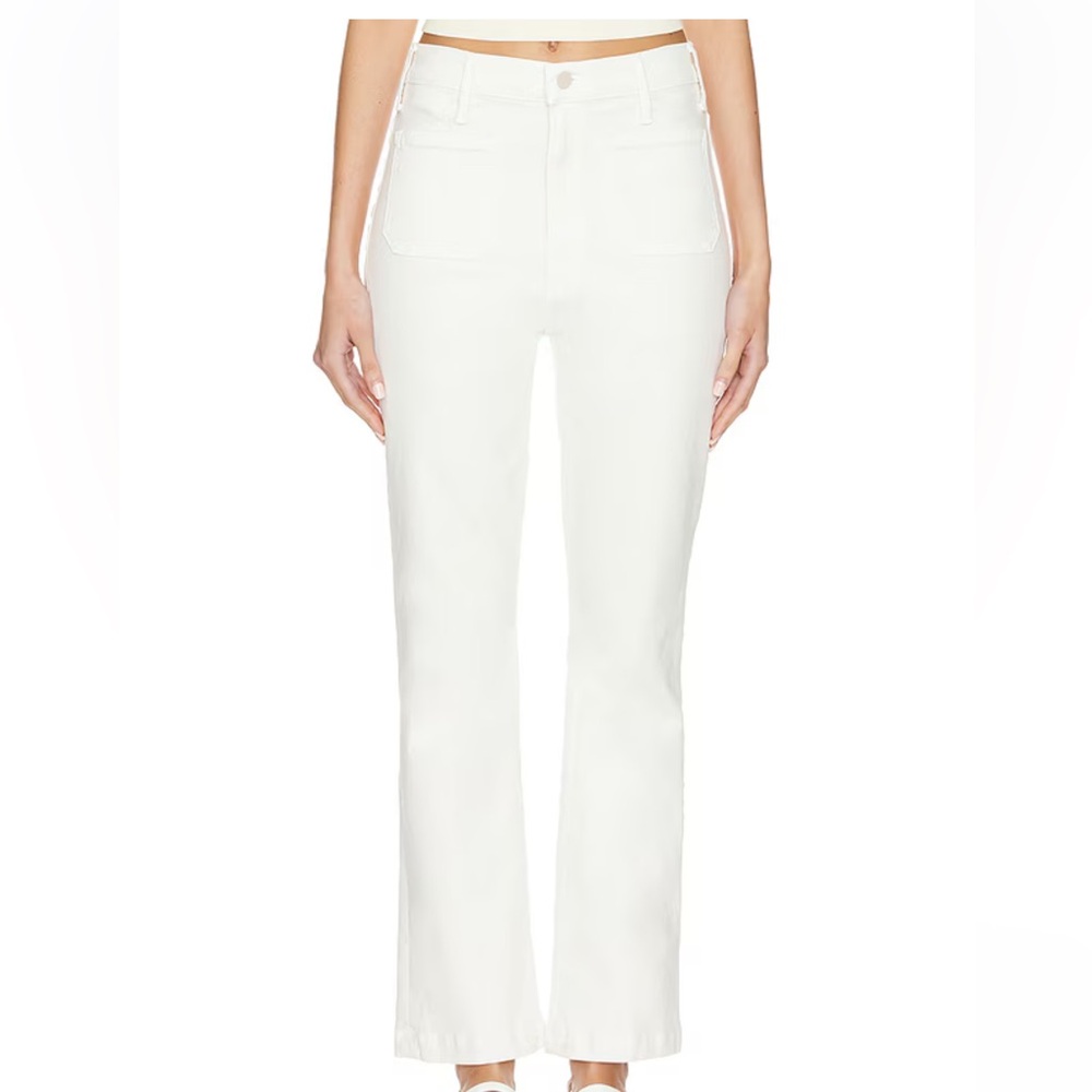 Mother The Hustler Patch Pocket Flood Jeans in Cream Puffs. Size 31.